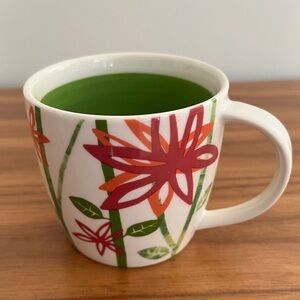 STARBUCKS 2007 Bamboo Flowers Coffee Tea Mug 12 oz Floral Artsy Gift Idea